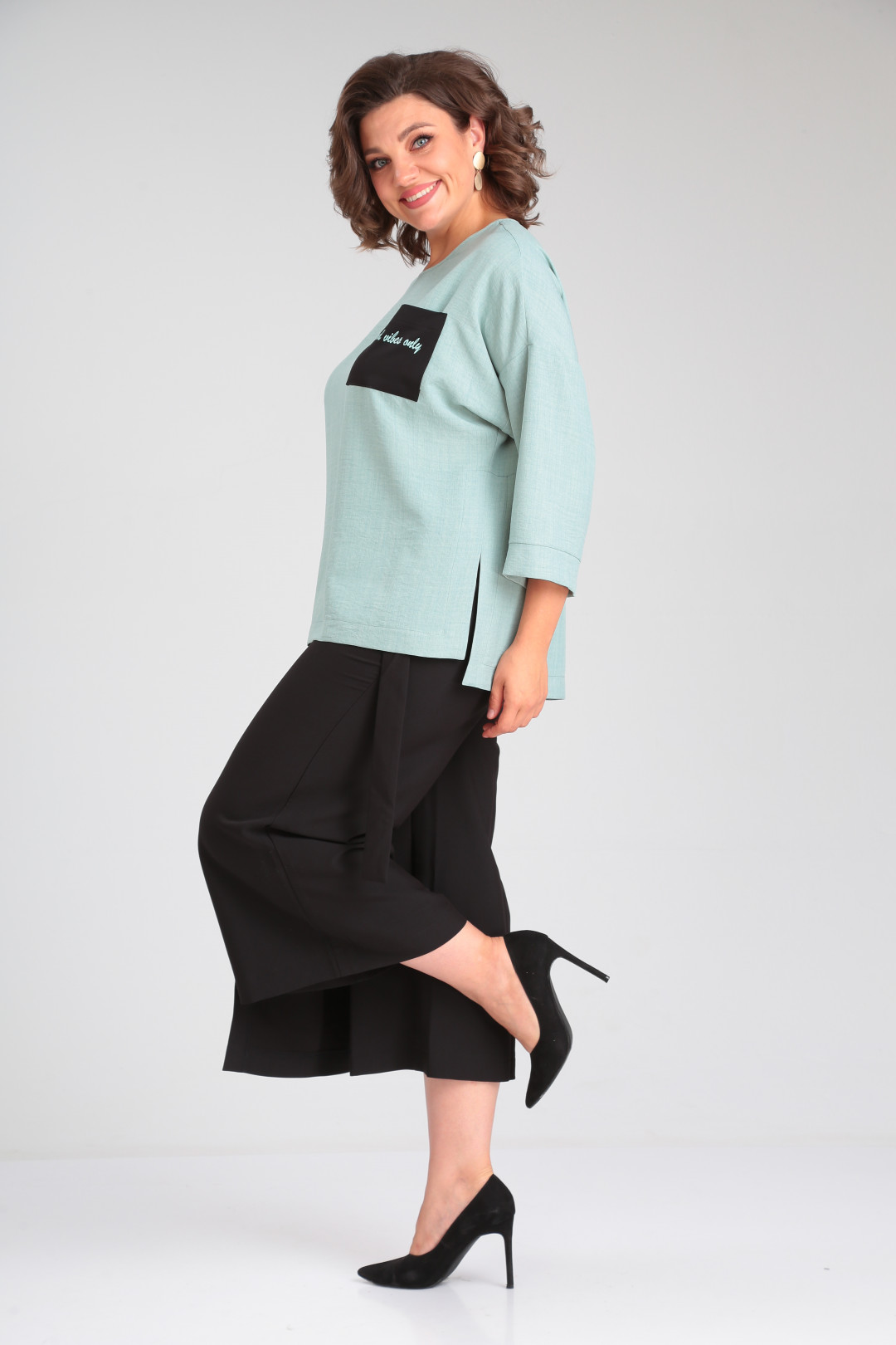 Костюм Мишель Шик 1349 мятный, черный - фото 4